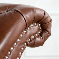 Tufted Armless Chaise Lounge Brown Pu Pu Pu