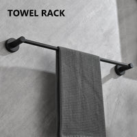 6 Piece Bathroom Towel Rack Set Wall Mount Matt Black Aluminium