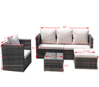 Rattan Patio Furniture Set Wicker Sofa Cushioned Sectional Furniture Set Garden Patio Sofa Set 4 Pieces, Brown Brown Rattan