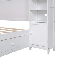 Full Size Wooden Bed With All In One Cabinet And Shelf, White Full White Solid Wood