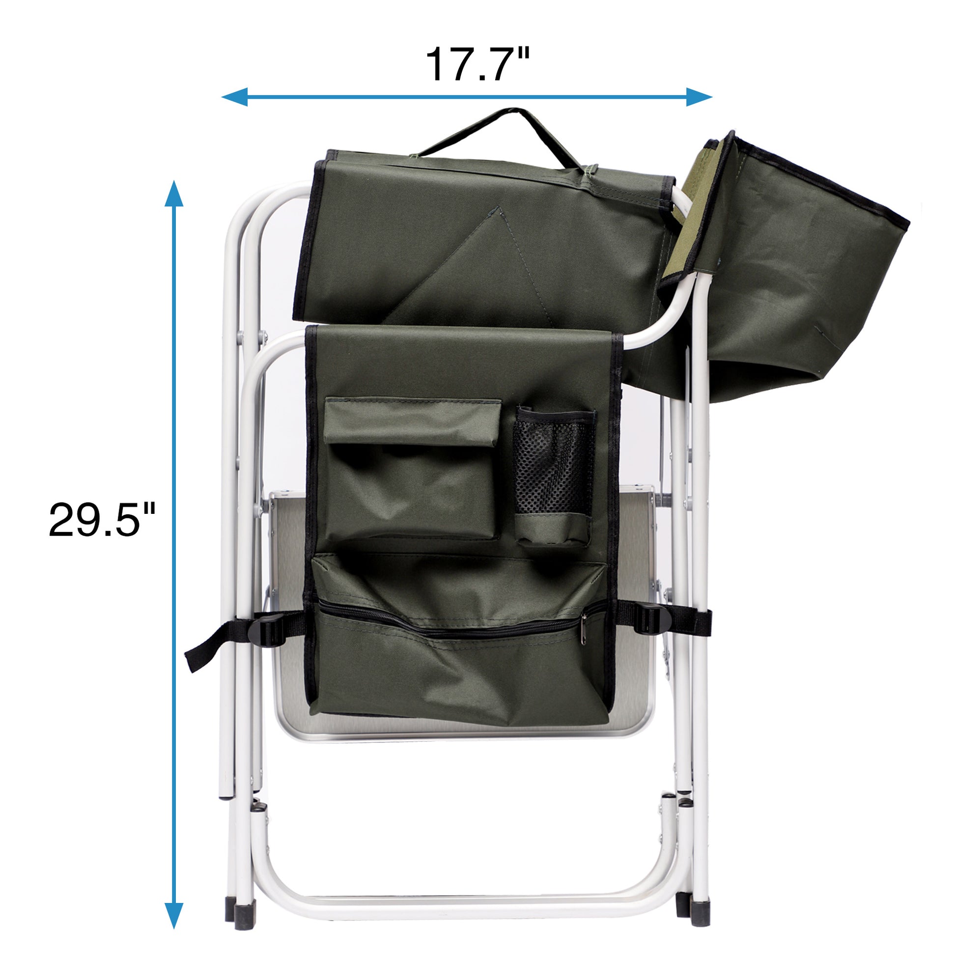 Set Of 3, Folding Outdoor Table And Chairs Set For Indoor, Outdoor Camping, Picnics, Beach,Backyard, Bbq, Party, Patio, Black Green Black Aluminum