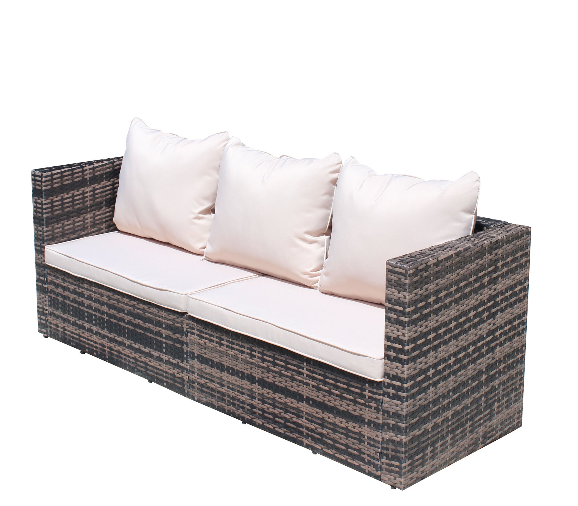 Rattan Patio Furniture Set Wicker Sofa Cushioned Sectional Furniture Set Garden Patio Sofa Set 4 Pieces, Brown Brown Rattan