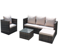 Rattan Patio Furniture Set Wicker Sofa Cushioned Sectional Furniture Set Garden Patio Sofa Set 4 Pieces, Brown Brown Rattan