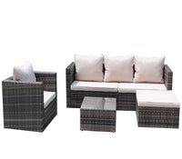 Rattan Patio Furniture Set Wicker Sofa Cushioned Sectional Furniture Set Garden Patio Sofa Set 4 Pieces, Brown Brown Rattan