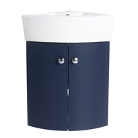 Corner Bathroom Vanity Sink Combo For Small Space Wall Mounted Cabinet Set, Ceramic Sink Bvc05316Nb Navy Blue 2 Bathroom Wall Mounted Modern Plywood