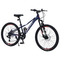 Mountain Bike For Girls And Boys Mountain 24 Inch Shimano 7 Speed Bike Cycling Blue Garden & Outdoor Aluminium Alloy