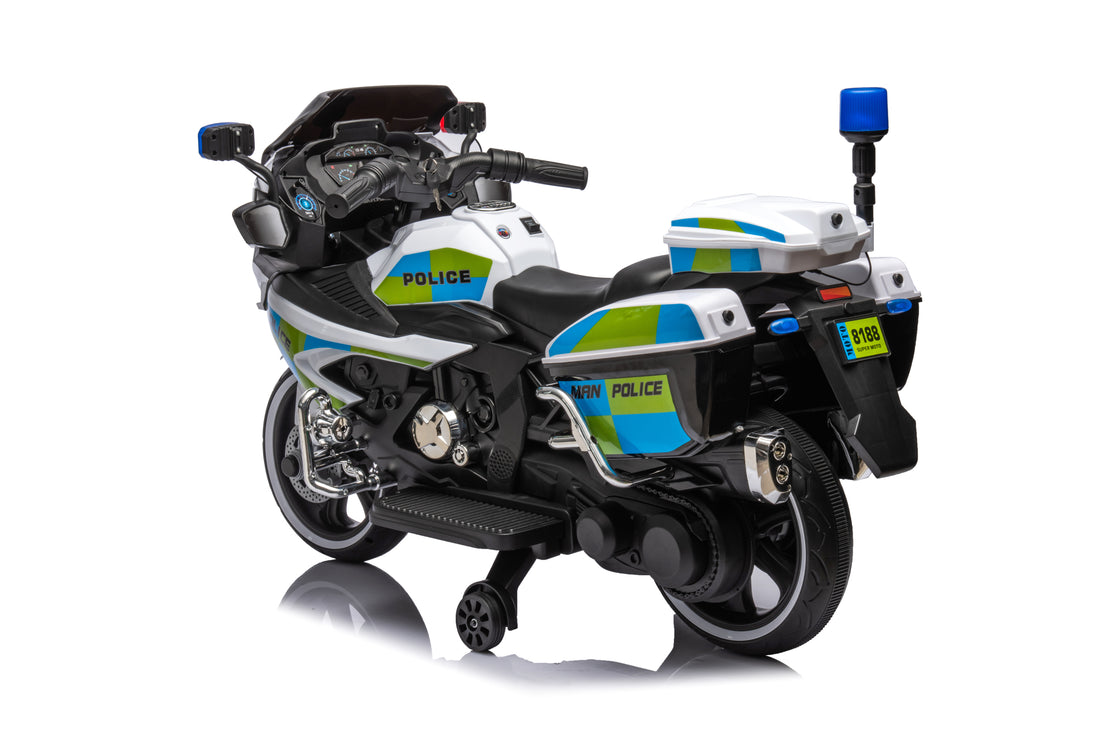 Kids Ride On Police Motorcycle,12V Electric Motorcycle For Toddler,Forward Reverse,Music,Gift For Boys Girls Green Plastic