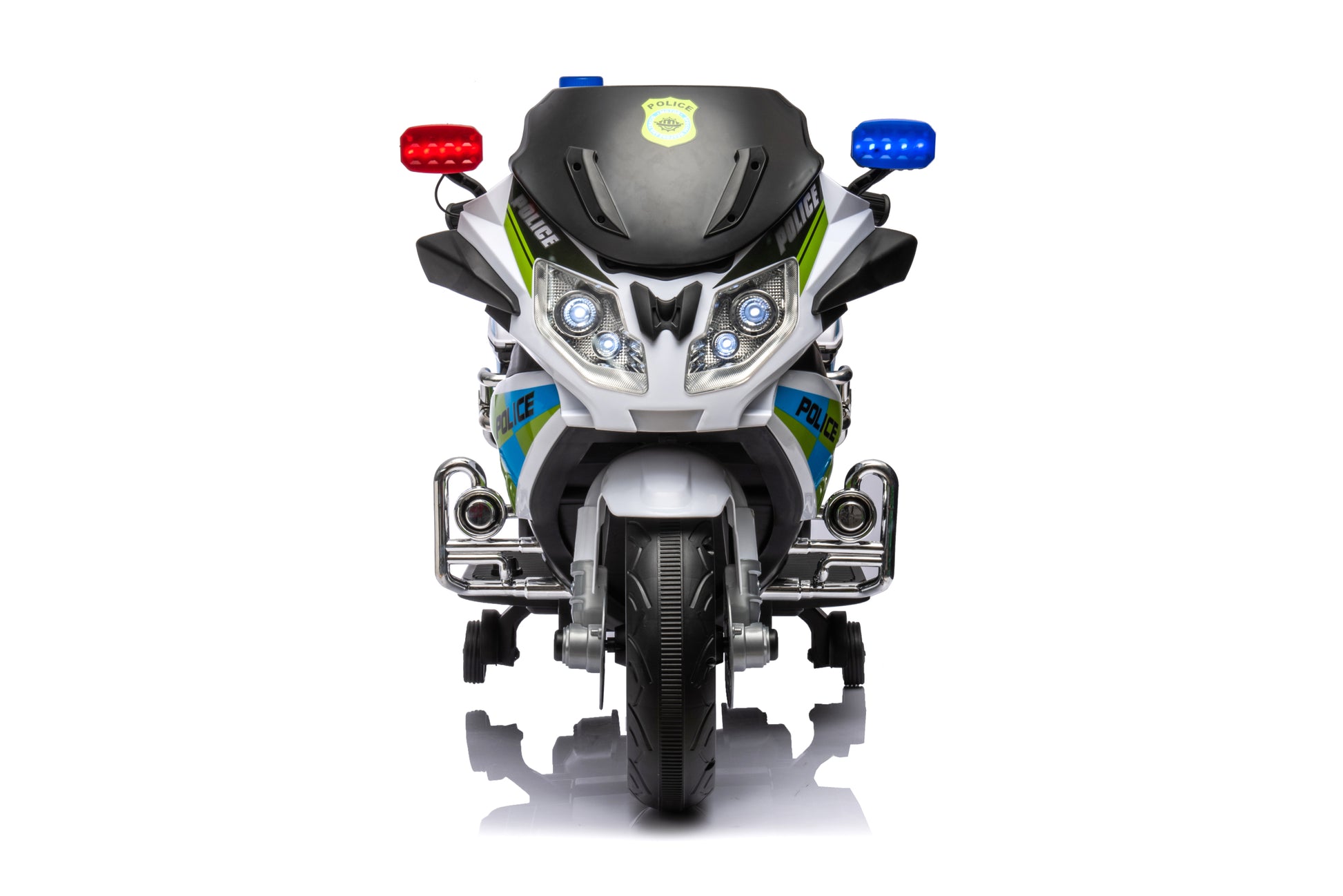 Kids Ride On Police Motorcycle,12V Electric Motorcycle For Toddler,Forward Reverse,Music,Gift For Boys Girls Green Plastic