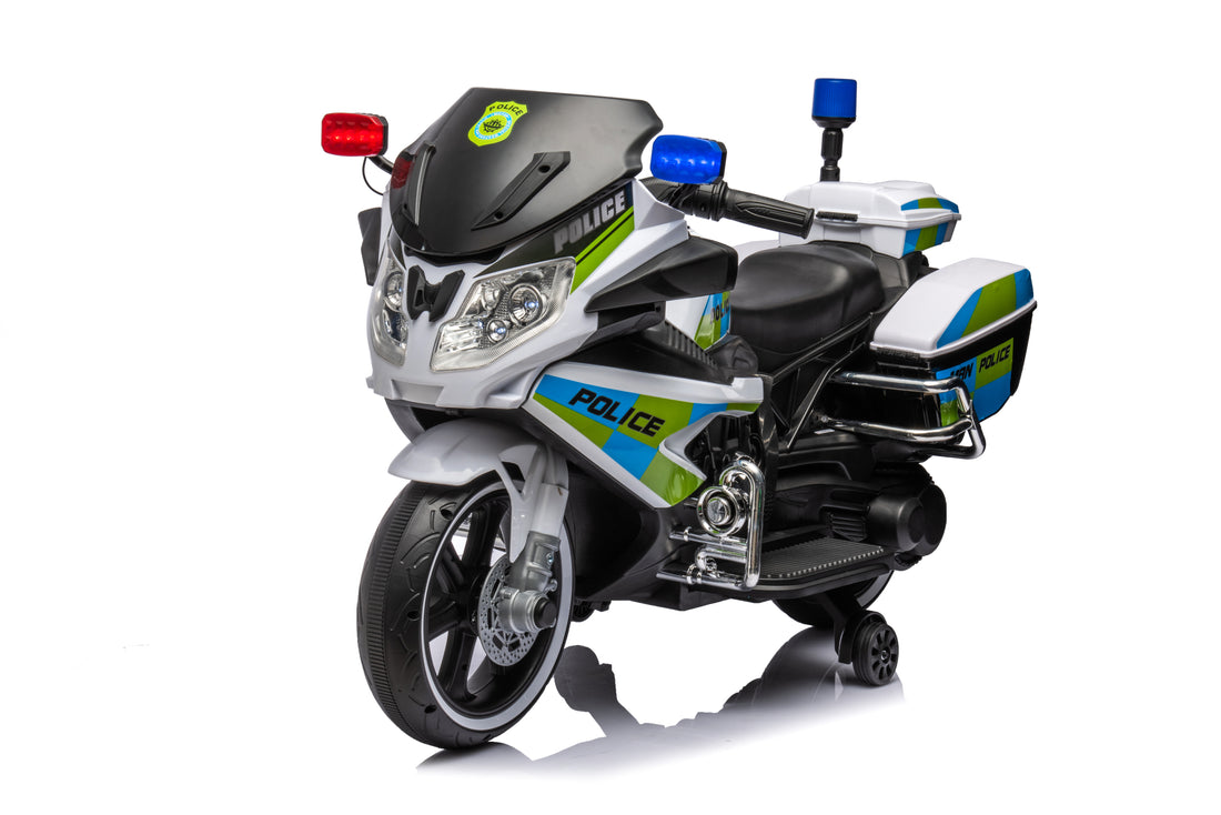 Kids Ride On Police Motorcycle,12V Electric Motorcycle For Toddler,Forward Reverse,Music,Gift For Boys Girls Green Plastic