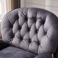 Swivel Leisure Chair Lounge Chair Velvet Grey Color With Ottoman Grey Velvet
