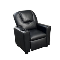 Marisa 22" Black Pu Leather Kids Recliner Chair With Cupholder Black Pu Leather