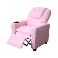 Marisa 22" Pink Pu Leather Kids Recliner Chair With Cupholder Pink Pu Leather