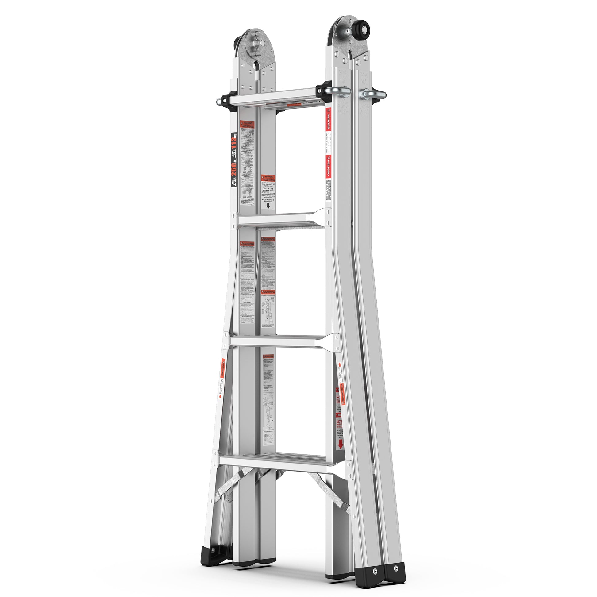 Multi Position Foldable Engineering Multifunctional Aluminum Alloy Ladder A Type Ladder Straight Ladder 17Ft For Home Silver Pc Aluminium