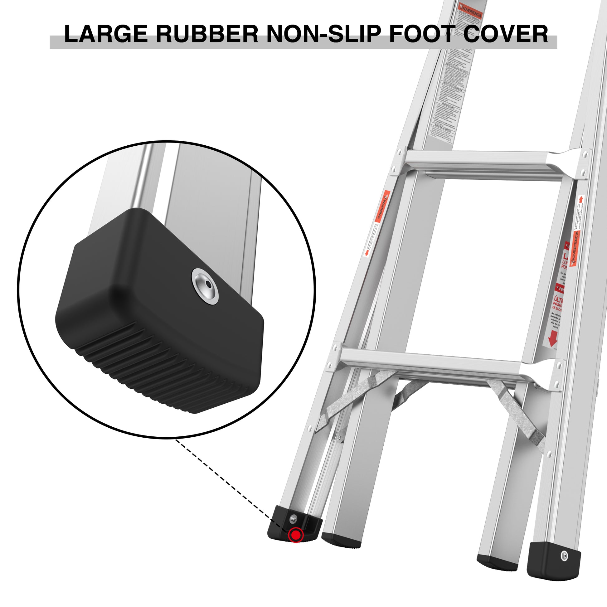 Multi Position Foldable Engineering Multifunctional Aluminum Alloy Ladder A Type Ladder Straight Ladder 17Ft For Home Silver Pc Aluminium