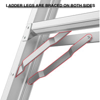 Multi Position Foldable Engineering Multifunctional Aluminum Alloy Ladder A Type Ladder Straight Ladder 17Ft For Home Silver Pc Aluminium