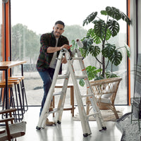 Multi Position Foldable Engineering Multifunctional Aluminum Alloy Ladder A Type Ladder Straight Ladder 17Ft For Home Silver Pc Aluminium