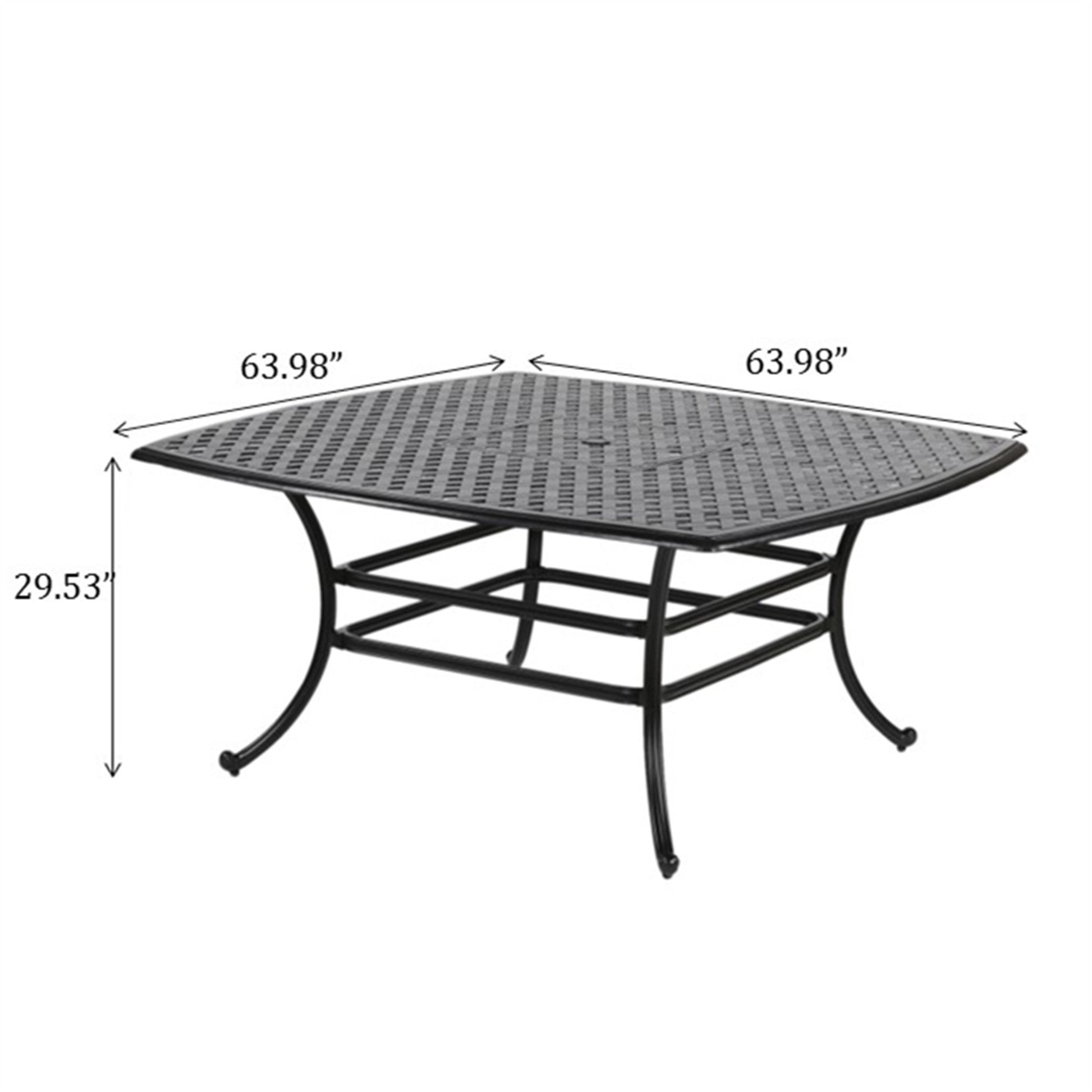 64" Square Dining Table, Dark Lava Bronze Antique Bronze Aluminum