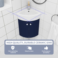 Corner Bathroom Vanity Sink Combo For Small Space Wall Mounted Cabinet Set, Ceramic Sink Bvc05316Nb Navy Blue 2 Bathroom Wall Mounted Modern Plywood