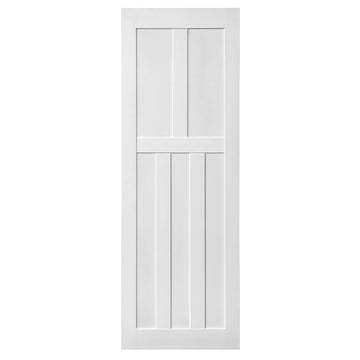 24" X 80" Five Panel Real Primed Door Slab, Diy Panel Door, Modern Interior Barn Door, Moisture Proof, Anti Deformation, Pre Drilled Ready To Assemble, Suitable For Pre Hung And Barn Door White Mdf