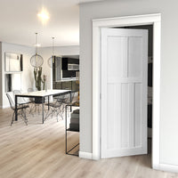 32" X 80" Five Panel Real Primed Door Slab, Diy Panel Door, Modern Interior Barn Door, Moisture Proof, Anti Deformation, Pre Drilled Ready To Assemble, Suitable For Pre Hung And Barn Door White Mdf