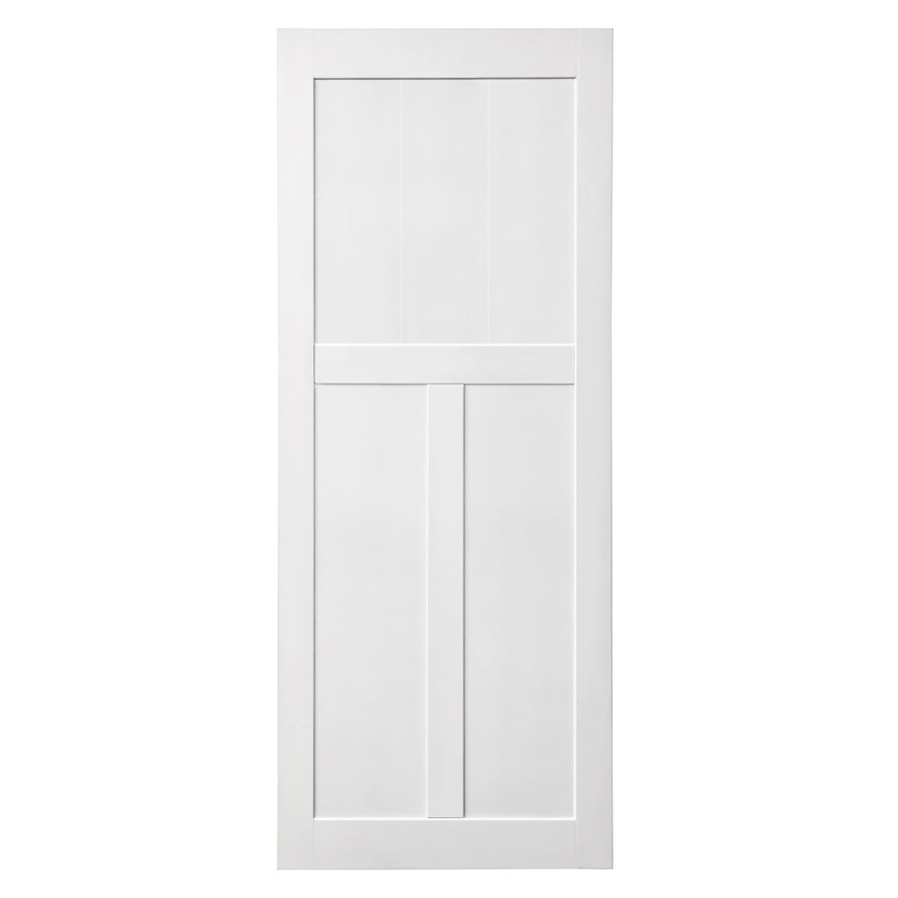 36" X 84" "T" Style Real Primed Door Slab 6.6Ft Barn Door Sliding Hardware Adjustable Floor Guider Pull Handle, Diy Unfinished Paneled Door, Modern Interior Barn Door, Moisture Proof White Mdf