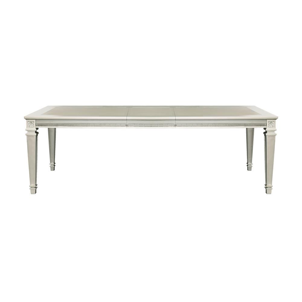 Modern Glam Design 1Pc Dining Table With Extension Leaf Silver Finish Acrylic Inset Framing Dining Room Furniture Silver Dining Room Ultra Modern Solid Wood