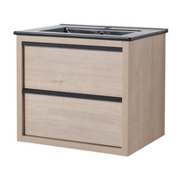 24" Bathroom Vanity, With Black Ceramic Sink And 2 Soft Close Drawers Bva02524Plo G Bl9060Bk W1286S00035 2 Plain Light Oak Bathroom Wall Mounted Modern Plywood