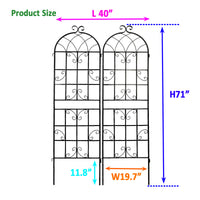 2 Pack Metal Garden Trellis 71" X 19.7" Rustproof Trellis For Climbing Plants Outdoor Flower Support Black Black Iron