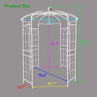 Metal Garden Arch Iron Garden Arbors Gazebo Dia 81.3'' X 114.2'' High Birdcage Shape Pergola Pavilion For Wedding Ceremony Cream White Cream White Iron