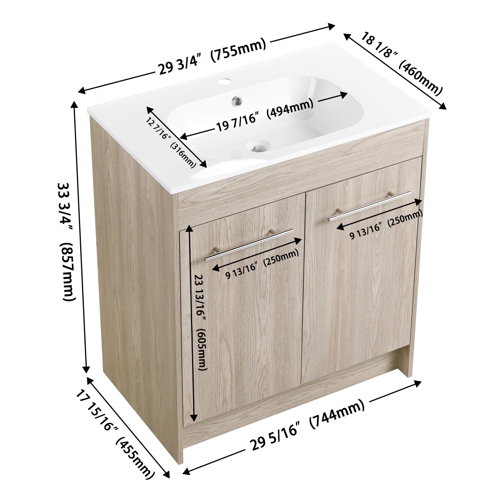 30 Inch Freestanding Bathroom Vanity Kd Packing Bvc04830Weo White Oak 2 Bathroom Freestanding Modern Plywood