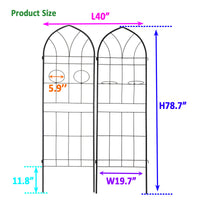 2 Pack Metal Garden Trellis 78.7" X 19.7" Rustproof Trellis For Climbing Plants Outdoor Flower Support Black Black Iron