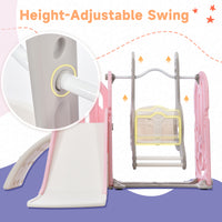 Toddler Slide And Swing Set 5 In 1, Kids Playground Climber Slide Playset With Basketball Hoop Freestanding Combination For Babies Indoor & Outdoor Pink Hdpe