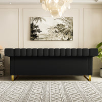 Fx P81Pu Bk Sofa 84.65Inch Fashionable Sofa For Livingroom And Office Room 3S Sofa Temu Suitable Black Pu 2 Seat