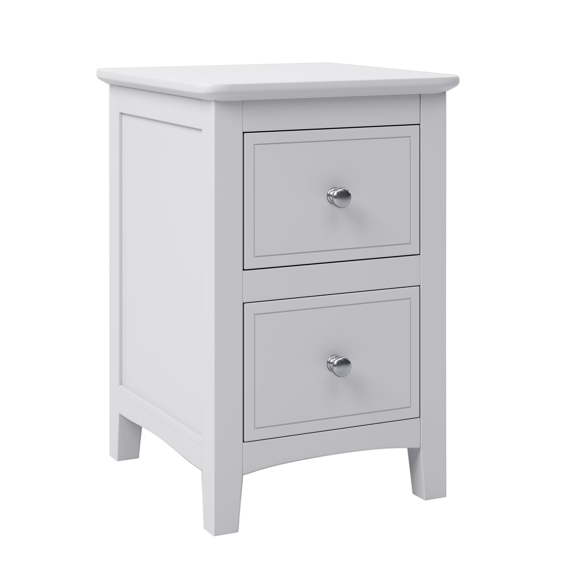 2 Drawers Solid Wood Nightstand End Table In White White Solid Wood