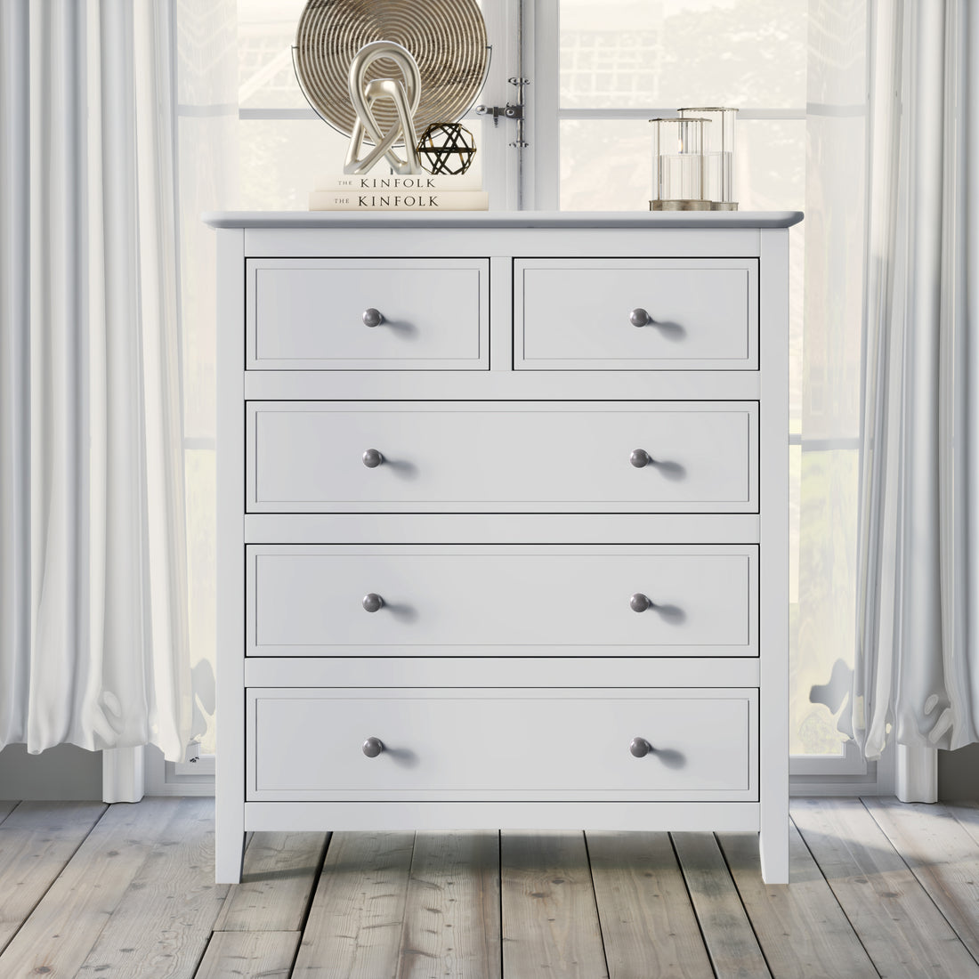 White Solid Wood 5 Pieces Full Bedroom Sets Bed Nightstand*2 Chest Dresser Old Sku:Bs515100Aak Full White 5 Piece Set Solid Wood