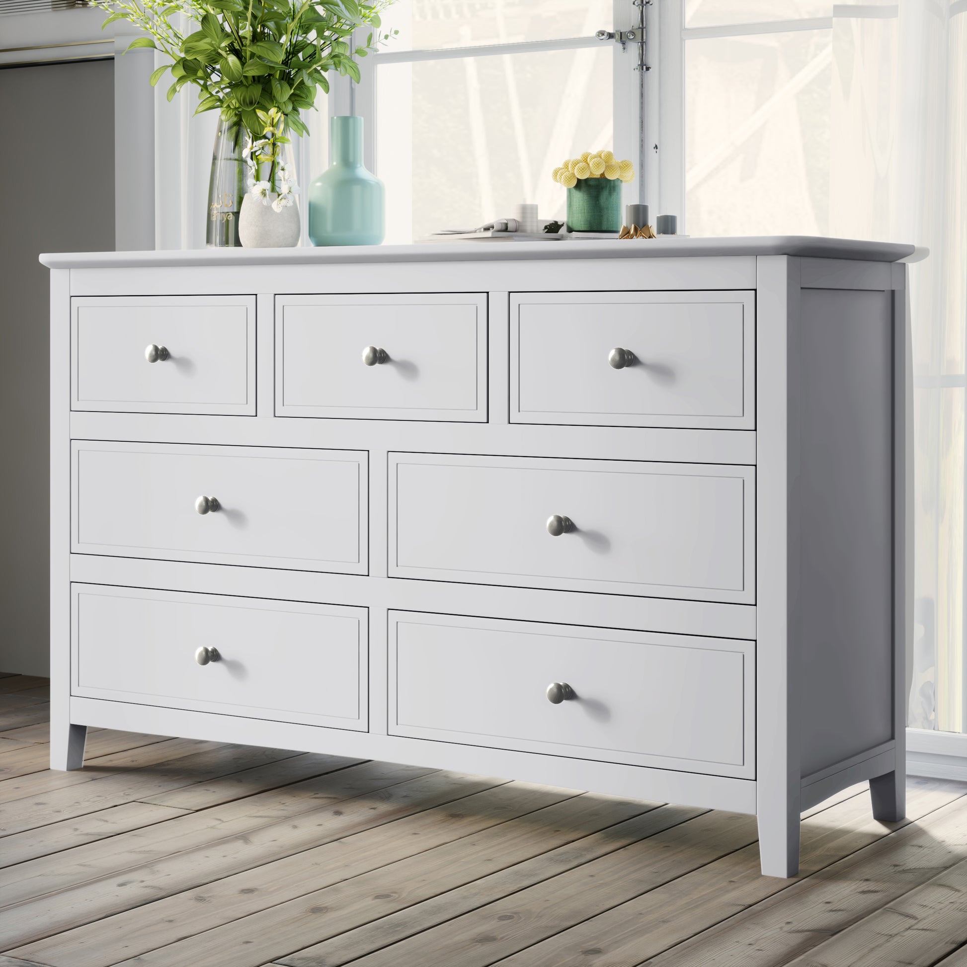 White Solid Wood 5 Pieces Full Bedroom Sets Bed Nightstand*2 Chest Dresser Old Sku:Bs515100Aak Full White 5 Piece Set Solid Wood