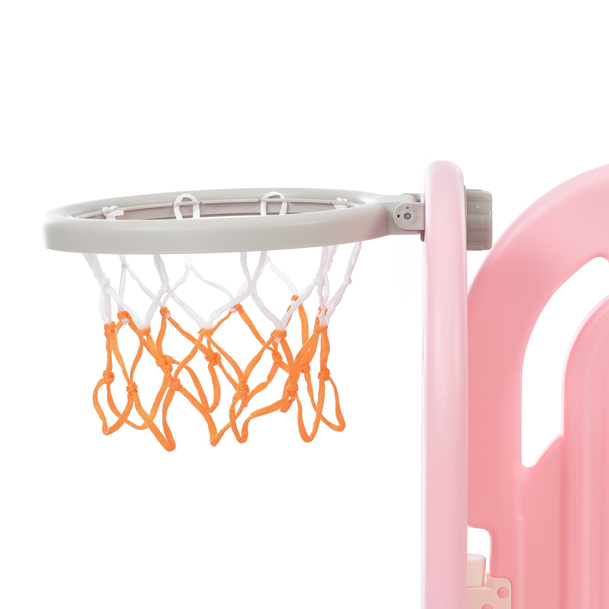 Toddler Climber And Slide Set 4 In 1, Kids Playground Climber Freestanding Slide Playset With Basketball Hoop Play Combination For Babies Indoor & Outdoor Pink Hdpe