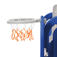 Toddler Slide And Swing Set 5 In 1, Kids Playground Climber Slide Playset With Basketball Hoop Freestanding Combination For Babies Indoor & Outdoor Blue Hdpe