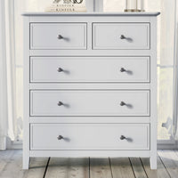 White Solid Wood 5 Pieces Queen Bedroom Sets Bed Nightstand*2 Chest Dresser Old Sku:Bs515101Aak Queen White 5 Piece Set Solid Wood