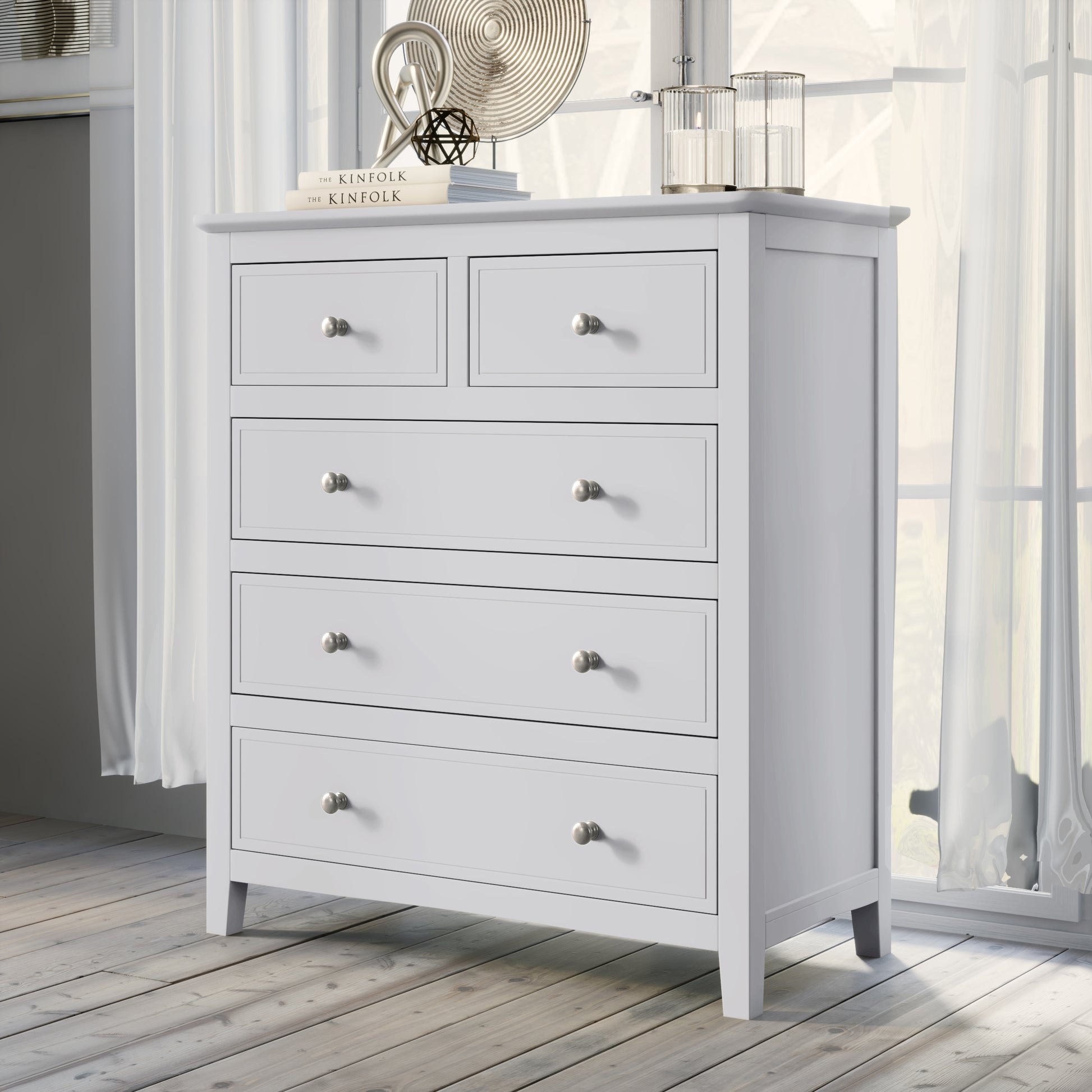 White Solid Wood 5 Pieces Full Bedroom Sets Bed Nightstand*2 Chest Dresser Old Sku:Bs515100Aak Full White 5 Piece Set Solid Wood