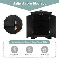 Black Triangle Bathroom Storage Cabinet With Adjustable Shelves, Freestanding Floor Cabinet For Home Kitchen Black Mdf