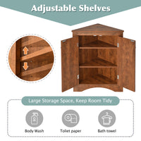 Brown Triangle Bathroom Storage Cabinet With Adjustable Shelves, Freestanding Floor Cabinet For Home Kitchen Brown Mdf