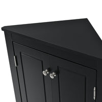 Black Triangle Bathroom Storage Cabinet With Adjustable Shelves, Freestanding Floor Cabinet For Home Kitchen Black Mdf