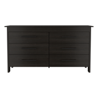 Hms 6 Drawer Double Dresser, Four Legs, Superior Top Black Black Bedroom Modern Particle Board Particle Board