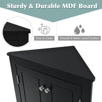 Black Triangle Bathroom Storage Cabinet With Adjustable Shelves, Freestanding Floor Cabinet For Home Kitchen Black Mdf