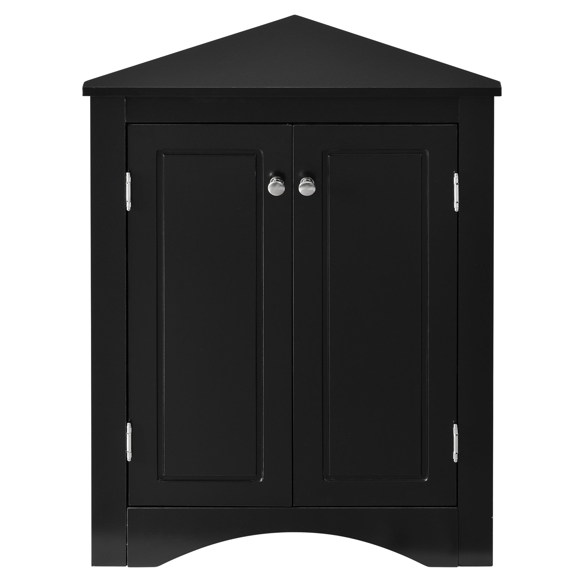 Black Triangle Bathroom Storage Cabinet With Adjustable Shelves, Freestanding Floor Cabinet For Home Kitchen Black Mdf