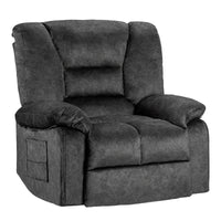 Oversized Recliner Chair Sofa With Massage And Heating Grey Velvet Manual Handle Metal Primary Living Space Soft Cushion Back Heavy Duty American Traditional,Contemporary,Modern Pillow Top Arms Foam Fabric