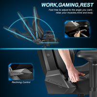 Karnox Ergonomic Gaming Chair,Adjustable Office Computer Chair With Lumbar Support ,Tall Back Swivel Chair With Headrest And Armrest,Comfortable Reclining Video Desk Chair With Suede Padded Sea Black Pu