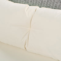 6 Person Fan Shaped Rattan Suit Combination With Cushions And Table,Suitable For Garden Beige Hdpe