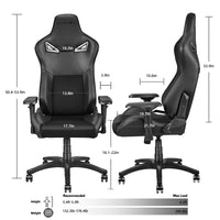 Karnox Ergonomic Gaming Chair,Adjustable Office Computer Chair With Lumbar Support ,Tall Back Swivel Chair With Headrest And Armrest,Comfortable Reclining Video Desk Chair With Suede Padded Sea Black Pu